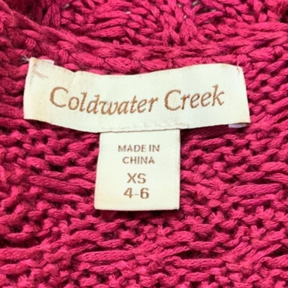 Coldwater Creek Pink Crochet Knit Short Sleeve Top Sz XS 4-6 Barbiecore #257B - Picture 5 of 7